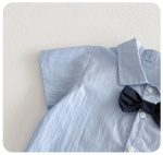 【73-100cm】セットアップ ベビー リボン付き シャツ＆オーバーオール - 画像 (9)