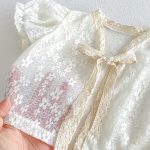 【73-100cm】セットアップ ベビー レース カーディガン&ロンパース - 画像 (8)