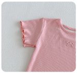 【73-100cm】トップスorショートパンツ ベビー 切り替え リボン付き - 画像 (9)