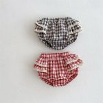 【66-100cm】ショートパンツ ベビー チェック柄 レース - 画像 (4)