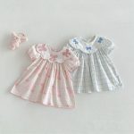 【80-130cm】ワンピース 女の子 リボン付き チェック柄 - 画像 (3)