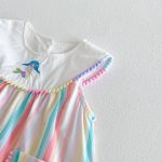 【80-130cm】パンツ 女の子 ストライプ 刺繍 ノースリープ - 画像 (9)