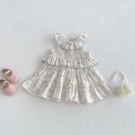 【80-130cm】ワンピース 女の子 犬柄 フリル かわいい