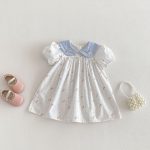 【80-130cm】ワンピース 女の子 折り襟 カートゥーン