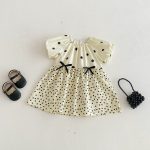 【80-130cm】ワンピース 女の子 ドット柄 パフスリープ - 画像 (9)