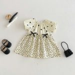 【80-130cm】ワンピース 女の子 ドット柄 パフスリープ - 画像 (2)