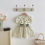 【80-130cm】ワンピース 女の子 ドット柄 パフスリープ - 画像 (6)