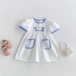 【80-130cm】ワンピース 女の子 アップリケ カートゥーン - 画像 (2)