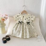 【80-130cm】ワンピース 女の子 ドット柄 パフスリープ - 画像 (7)