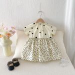 【80-130cm】ワンピース 女の子 ドット柄 パフスリープ - 画像 (8)