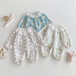 【80-130cm】ルームウェア 女の子 折り襟 かわいい