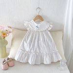 【80-130cm】ワンピース 女の子 フリルスリーブ シンプル - 画像 (14)