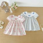 【80-130cm】ワンピース 女の子 リボン付き チェック柄 - 画像 (6)