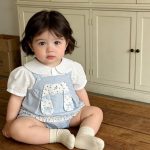 【73-100cm】セットアップ ベビー 可愛い ウサギ ドット サロペット - 画像 (4)