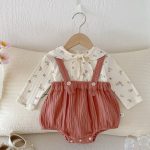 【80-90cm】ロンパース ベビー リボン結び 小花柄 - 画像 (5)