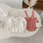 【80-90cm】ロンパース ベビー リボン結び 小花柄 - 画像 (15)