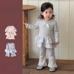 【73-100cm】セットアップ ベビー リボン ニット スウィート - 画像 (4)