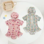 【80-130cm】水着 かわいい 小花柄orイチゴ - 画像 (2)