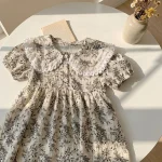 【66-130cm】ロンパース or ワンピース ベビー 小花柄 折り襟 - 画像 (5)