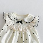 【66-90cm】ロンパース ベビー フリル ドット リボン付き - 画像 (9)
