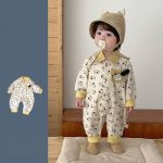 【66-90cm】カバーオール ベビー 折り襟 わんちゃん総柄 - 画像 (2)