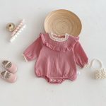 【66-90cm】ロンパース ベビー シボ生地 フリル襟 - 画像 (3)