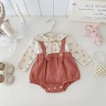 【80-90cm】ロンパース ベビー リボン結び 小花柄