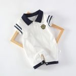 【66-90cm】半袖ロンパース ベビー セーラー風 - 画像 (6)