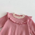 【66-90cm】ロンパース ベビー シボ生地 フリル襟 - 画像 (7)