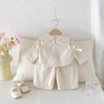 【73-110cm】セットアップ ベビー フリル襟 ジャカード - 画像 (4)