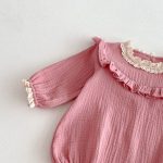 【66-90cm】ロンパース ベビー シボ生地 フリル襟 - 画像 (8)