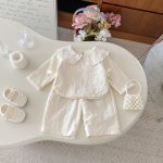 【73-110cm】セットアップ ベビー フリル襟 ジャカード - 画像 (5)