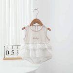 【59-90cm】ロンパース ベビー ストライプ 英字 ノースリープ - 画像 (10)