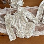 【90-140cm】水着 フローラル柄 レース フリル付き - 画像 (10)