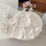 【73-110cm】セットアップ ベビー フリル襟 ジャカード - 画像 (6)
