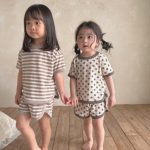 【73-100cm】セットアップ ベビー ボーダー ドット - 画像 (6)