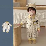 【66-90cm】カバーオール ベビー 折り襟 わんちゃん総柄 - 画像 (7)