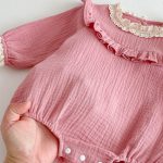 【66-90cm】ロンパース ベビー シボ生地 フリル襟 - 画像 (10)
