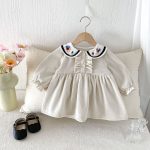 【73-110cm】ワンピース ベビー 折り襟 トレンド - 画像 (3)