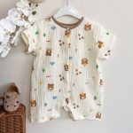 【66-90cm】半袖 ロンパース ベビー ガーゼ冷房対策 シンプル - 画像 (5)