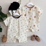 【66-90cm】半袖 ロンパース ベビー ガーゼ冷房対策 シンプル - 画像 (3)