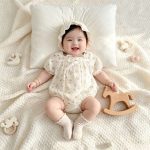 【66-90cm】ロンパース ベビー リボン フラワー柄 - 画像 (3)