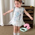 【73-110cm】ワンピース ベビー フリル カートゥーン - 画像 (11)