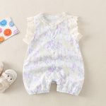 【66-90cm】ロンパース ベビー パープル フラワー - 画像 (4)