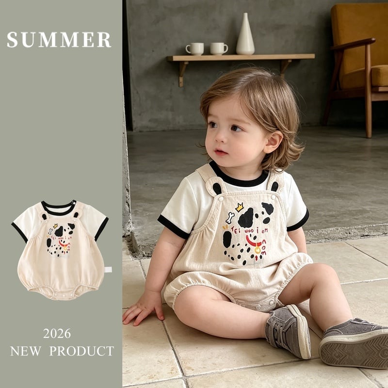 0b72c72e0983f89b9ac9dd689d891b94.jpg 【66-90cm】ロンパース ベビー 可愛い ドッグ ロンパース&シャツ - 画像 (1)