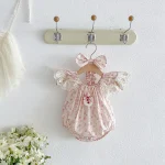 【66-140cm】ロンパースor ワンピース ベビー 小花柄 フリルスリーブ - 画像 (7)
