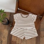 【80-130cm】セットアップ キッズ服 ボーダー ワッフル - 画像 (17)