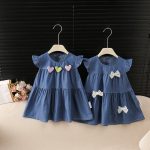 【80-120cm】ワンピース ベビー デニム フリル - 画像 (3)