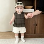 【73-110cm】ベストorパンツ ベビー チェック柄 合わせやすい