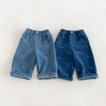 【80-130cm】パンツ 女の子 デニム フラワー